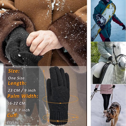 Gloves - Winter Gloves - Heated Gloves - Thermal Gloves - Men's Wool Gloves - Women's Winter Gloves - Thick Cashmere Warm Gloves - Touchscreen Compatible - Outdoor Sports Gifts for Men and Women.