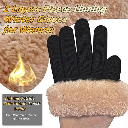 Gloves - Winter Gloves - Heated Gloves - Thermal Gloves - Men's Wool Gloves - Women's Winter Gloves - Thick Cashmere Warm Gloves - Touchscreen Compatible - Outdoor Sports Gifts for Men and Women.