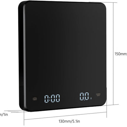 Precision Scale - Barista Scale - Coffee Scale with Timer - Small 3 kg / 0 g Coffee Scale with Gravity Sensor - Rechargeable Kitchen Scale - Barista Essential - High Precision - Black.