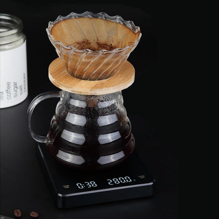 Precision Scale - Barista Scale - Coffee Scale with Timer - Small 3 kg / 0 g Coffee Scale with Gravity Sensor - Rechargeable Kitchen Scale - Barista Essential - High Precision - Black.