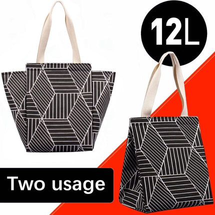 Lunch bag - Insulated bags - Insulated lunch bag for women - Sturdy, foldable and portable lunch bag with wide opening - With interior pockets - Insulated and leakproof cooler - For picnics and beaches for adults (Black Diamond).