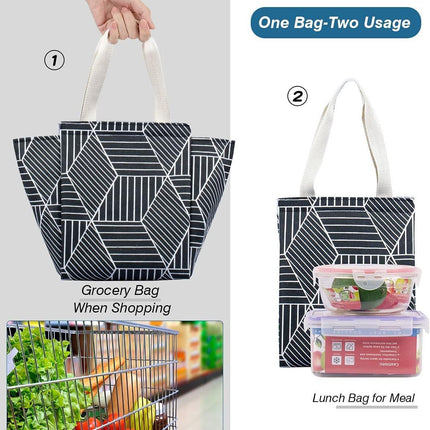 Lunch bag - Insulated bags - Insulated lunch bag for women - Sturdy, foldable and portable lunch bag with wide opening - With interior pockets - Insulated and leakproof cooler - For picnics and beaches for adults (Black Diamond).