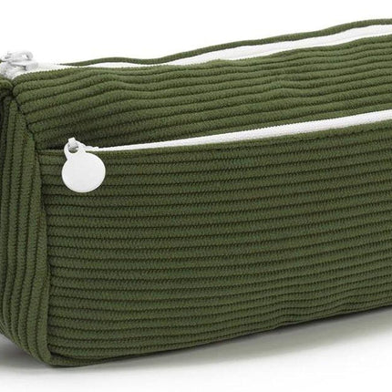 Corduroy pencil case - Pretty pencil case with a practical zipper - Makeup bag - Suitable for school-aged teenagers, boys and girls.