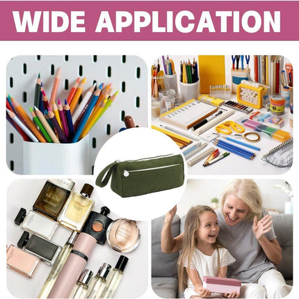 Corduroy pencil case - Pretty pencil case with a practical zipper - Makeup bag - Suitable for school-aged teenagers, boys and girls.
