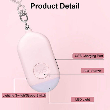 Rechargeable Personal Alarm – Keychain – Personal Alarm – Alarm Keychain – Rechargeable LED Flashlight – Self-Defense Products – Self-Defense Alarm – Personal Alarm – Pink.