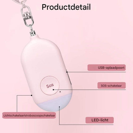 Rechargeable Personal Alarm – Keychain – Personal Alarm – Alarm Keychain – Rechargeable LED Flashlight – Self-Defense Products – Self-Defense Alarm – Personal Alarm – Pink.