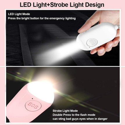 Rechargeable Personal Alarm – Keychain – Personal Alarm – Alarm Keychain – Rechargeable LED Flashlight – Self-Defense Products – Self-Defense Alarm – Personal Alarm – Pink.