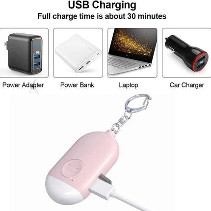 Rechargeable Personal Alarm – Keychain – Personal Alarm – Alarm Keychain – Rechargeable LED Flashlight – Self-Defense Products – Self-Defense Alarm – Personal Alarm – Pink.