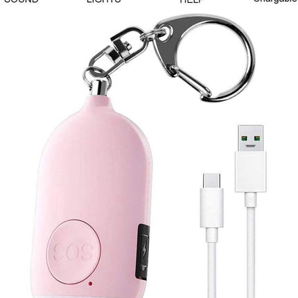 Rechargeable Personal Alarm – Keychain – Personal Alarm – Alarm Keychain – Rechargeable LED Flashlight – Self-Defense Products – Self-Defense Alarm – Personal Alarm – Pink.