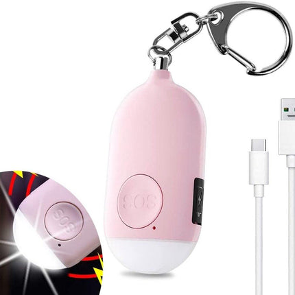 Rechargeable Personal Alarm – Keychain – Personal Alarm – Alarm Keychain – Rechargeable LED Flashlight – Self-Defense Products – Self-Defense Alarm – Personal Alarm – Pink.