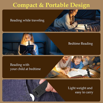 Reading light for books - For bed - With clip - Rechargeable - 5 settings - Bedside lamp - Black.