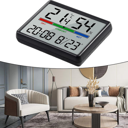 Wekker - Digital Alarm Clock - Weather Station - Room Thermometer - Digital Bathroom Clock - Shower Timer - Kitchen Thermometer - Gym - Bedroom - Kitchen - Office - Christmas Gifts - Black.