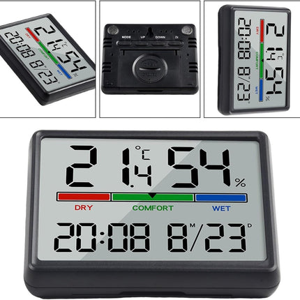 Wekker - Digital Alarm Clock - Weather Station - Room Thermometer - Digital Bathroom Clock - Shower Timer - Kitchen Thermometer - Gym - Bedroom - Kitchen - Office - Christmas Gifts - Black.