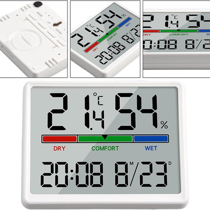 Wekker - Digital Alarm Clock - Weather Station - Room Thermometer - Digital Bathroom Clock - Shower Timer - Kitchen Thermometer - Gym - Bedroom - Kitchen - Office - Christmas Gifts - Wit.