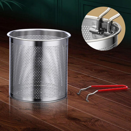 Frying pan - Frying pans - Frying pan set - Stainless steel frying pan with strainer - Portable stainless steel frying pan - Mini shrimp fryer - Small frying basket - Suitable for home cooking.