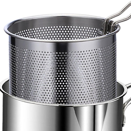 Frying pan - Frying pans - Frying pan set - Stainless steel frying pan with strainer - Portable stainless steel frying pan - Mini shrimp fryer - Small frying basket - Suitable for home cooking.