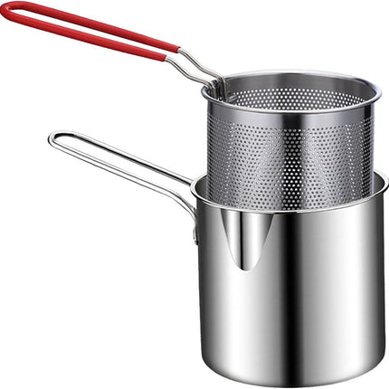 Frying pan - Frying pans - Frying pan set - Stainless steel frying pan with strainer - Portable stainless steel frying pan - Mini shrimp fryer - Small frying basket - Suitable for home cooking.