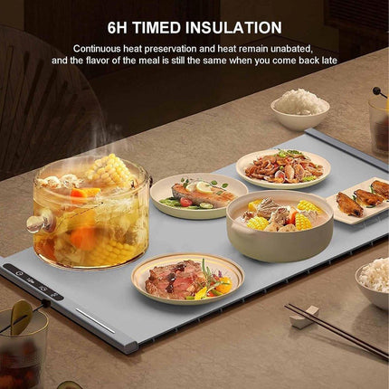 250W roll-up electric hot plate with 8 temperature settings and a 6-hour timer, for buffets, made of waterproof silicone, beige.