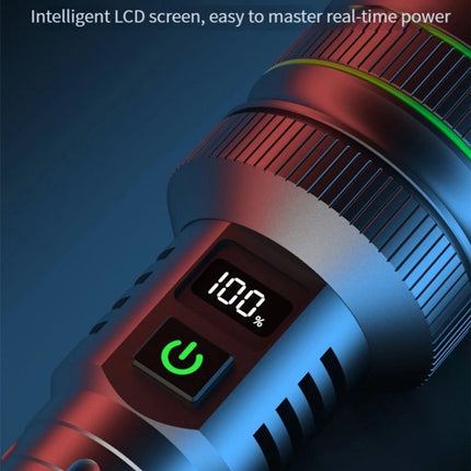 Rechargeable LED Flashlight - Military Flashlight - 5000 lumens - 26650 rechargeable battery - 6 modes - Power bank function - IP67 waterproof - Battery-powered flashlight.