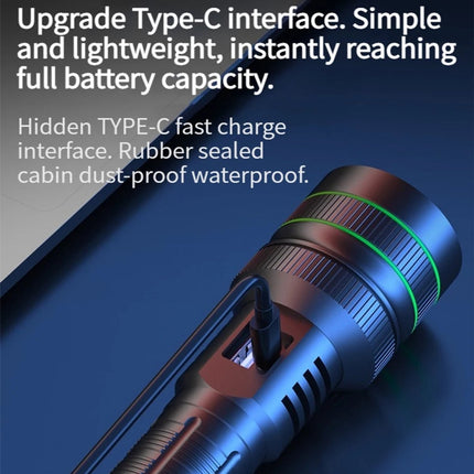 Rechargeable LED Flashlight - Military Flashlight - 5000 lumens - 26650 rechargeable battery - 6 modes - Power bank function - IP67 waterproof - Battery-powered flashlight.