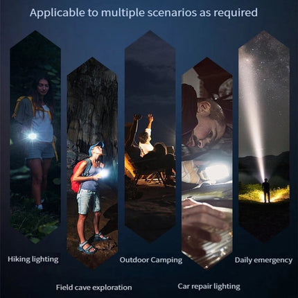 Rechargeable LED Flashlight - Military Flashlight - 5000 lumens - 26650 rechargeable battery - 6 modes - Power bank function - IP67 waterproof - Battery-powered flashlight.