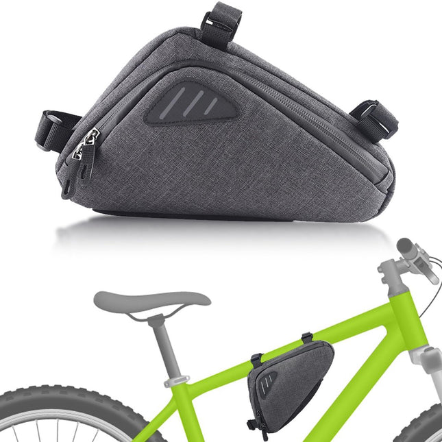Bicycle pannier - Bicycle frame bag - Waterproof bicycle bag - Triangular bicycle frame bag - Mountain bike and road bike accessories, large capacity - Grijs