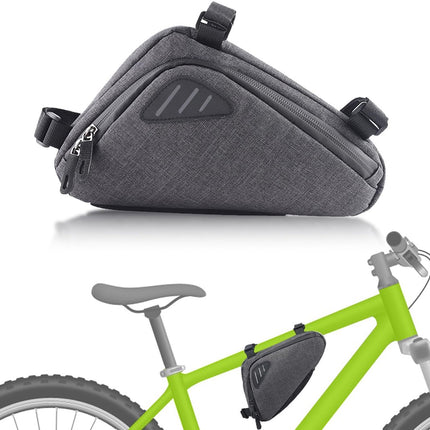 Bicycle pannier - Bicycle frame bag - Waterproof bicycle bag - Triangular bicycle frame bag - Mountain bike and road bike accessories, large capacity - Grijs.
