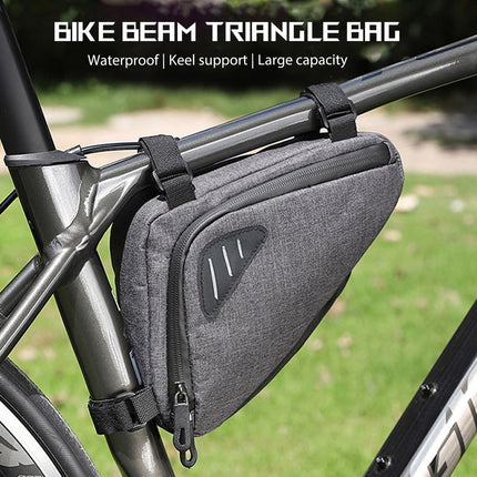 Bicycle pannier - Bicycle frame bag - Waterproof bicycle bag - Triangular bicycle frame bag - Mountain bike and road bike accessories, large capacity - Grijs.