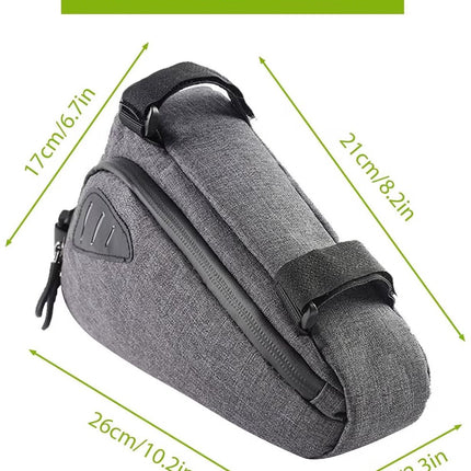 Bicycle pannier - Bicycle frame bag - Waterproof bicycle bag - Triangular bicycle frame bag - Mountain bike and road bike accessories, large capacity - Grijs.