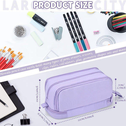 Pencil Case - Pencil Case - Pencil Case for Boys and Girls - Multifunctional Compartment Pencil Case - School Supplies - 22x11x9.5cm - Purple.