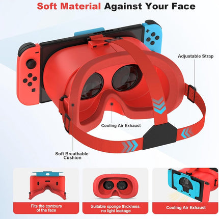 Compatible with Nintendo Switch VR headsets and OLED models, VR virtual reality glasses with adjustable HD lenses, comfortable headband, suitable for Nintendo Switch OLED VR 3D gaming glasses, suitable for boys.