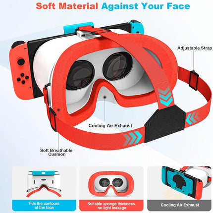 Compatible with Nintendo Switch VR headsets and OLED models, VR virtual reality glasses with adjustable HD lenses, comfortable headband, suitable for Nintendo Switch OLED VR 3D gaming glasses, suitable for boys.