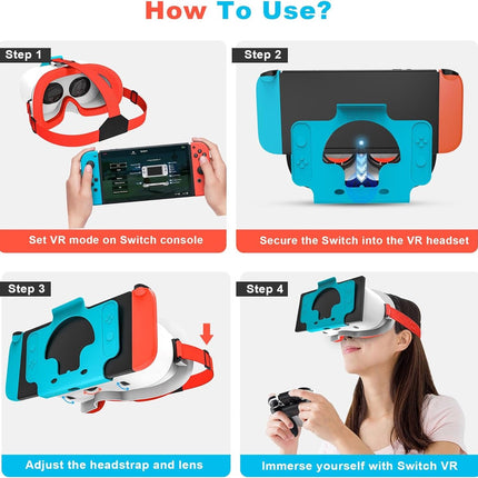 Compatible with Nintendo Switch VR headsets and OLED models, VR virtual reality glasses with adjustable HD lenses, comfortable headband, suitable for Nintendo Switch OLED VR 3D gaming glasses, suitable for boys.