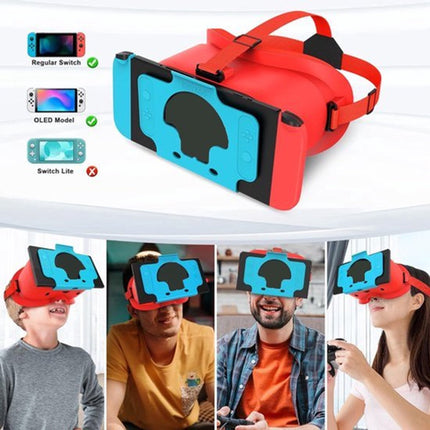 Suitable for Nintendo Switch VR headsets and OLED models, VR virtual reality headset with adjustable HD lenses, comfortable headband, suitable for 3D VR games on Nintendo Switch OLED, suitable for children/boys - black.