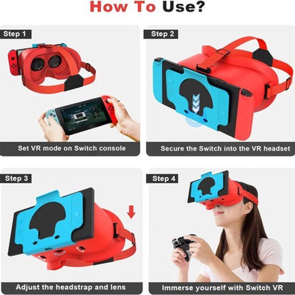 Suitable for Nintendo Switch VR headsets and OLED models, VR virtual reality headset with adjustable HD lenses, comfortable headband, suitable for 3D VR games on Nintendo Switch OLED, suitable for children/boys - black.