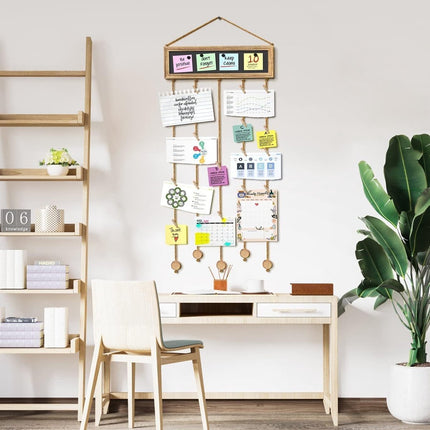 Photo album - Wall-mounted photo holder - Photo frame with display board and 30 photo clips - Wooden photo frame - Photo hanger with wall clip - Photo hanger for displaying memories.