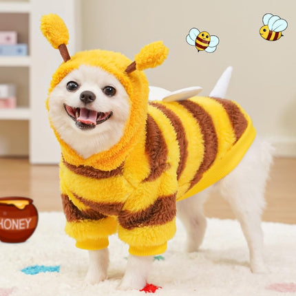 Dog Coat - Fleece Hoodie - Autumn and Winter Dog Clothes - Bumblebee Dog Costume - Cold Weather Coat - Fun Bee Dog Costume - Perfect for Christmas and Halloween - Yellow - Medium M.