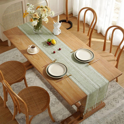 Striped Woven Table Runner - Embroidered Woven Table Runner with Tassels - Bohemian Style Striped Woven Table Runner - For Parties, Christmas, Kitchen, Dinner, Birthday Table Decorations - 33 x 305 cm.