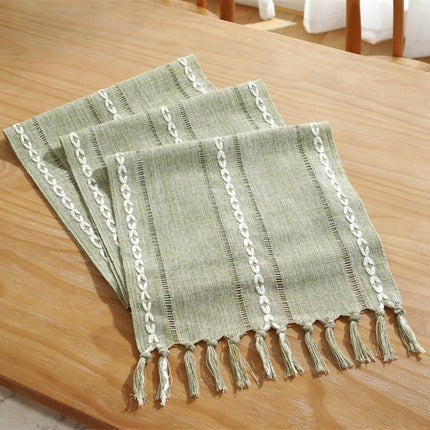 Striped Woven Table Runner - Embroidered Woven Table Runner with Tassels - Bohemian Style Striped Woven Table Runner - For Parties, Christmas, Kitchen, Dinner, Birthday Table Decorations - 33 x 305 cm.