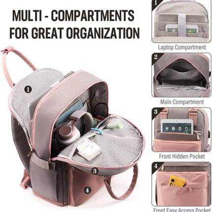 Nieuwe 2025 Backpack - 40L Travel Bag - Maximum Capacity - Laptop Backpack - School Backpack - For School and University Trips - Pink/Grey.