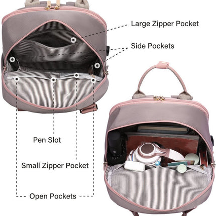 Nieuwe 2025 Backpack - 40L Travel Bag - Maximum Capacity - Laptop Backpack - School Backpack - For School and University Trips - Pink/Grey.