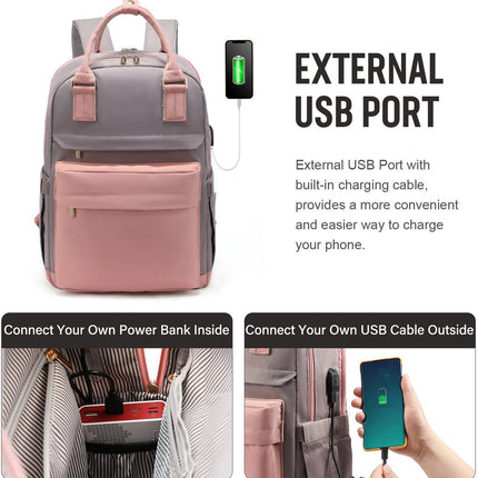 Nieuwe 2025 Backpack - 40L Travel Bag - Maximum Capacity - Laptop Backpack - School Backpack - For School and University Trips - Pink/Grey.