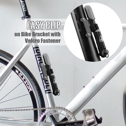 Hand pump - Bicycle pump with pressure gauge - Mini portable bicycle pump - Mini bicycle pump for all bicycles - Balloon pump with needle - Glue-free repair kit - Suitable for Presta and Schrader valves - Black.