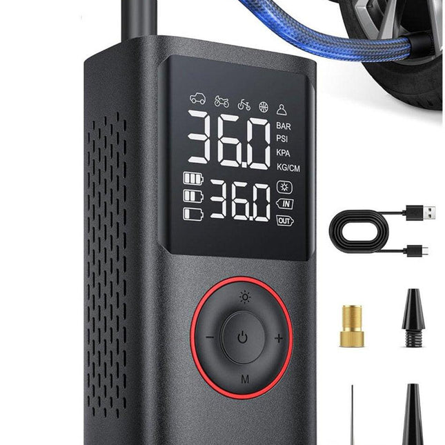 Bicycle Pump - Electric Bicycle Pump - Bicycle Pumps - Cordless Car Tire Pump - 150 PSI Portable Air Compressor - with Auto Shut-Off and LED Light - Electric Bicycle Pump for Car, Motorcycle, Bicycle, Ball Sports.