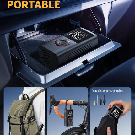 Bicycle Pump - Electric Bicycle Pump - Bicycle Pumps - Cordless Car Tire Pump - 150 PSI Portable Air Compressor - with Auto Shut-Off and LED Light - Electric Bicycle Pump for Car, Motorcycle, Bicycle, Ball Sports.