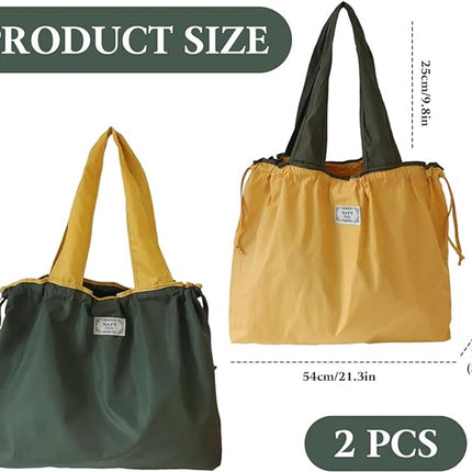 tote bag, shopping bag, foldable shopping bag, set of 2 shopping bags, washable drawstring shopping bag, foldable shopping bag, large tote bag, reusable nylon, foldable shopping bag, camping bag.