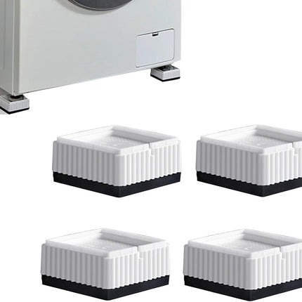 Universal anti-vibration feet - 4x square furniture risers - Stackable table feet for washing machine, non-slip stabilizers for washing machines and furniture (3.3 cm (1.3 inch), White).