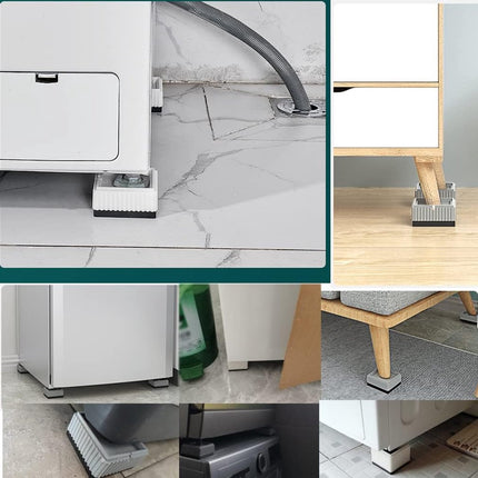 Universal anti-vibration feet - 4x square furniture risers - Stackable table feet for washing machine, non-slip stabilizers for washing machines and furniture (3.3 cm (1.3 inch), White).