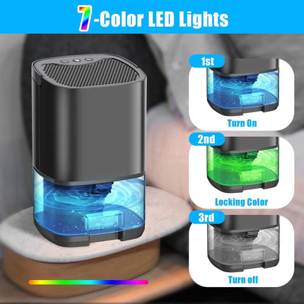 Ultra-quiet smart air dehumidifier - 1L capacity - Dehumidifier for bedroom, bathroom, basement, house - 2 in 1 - Small - Quiet - Black.