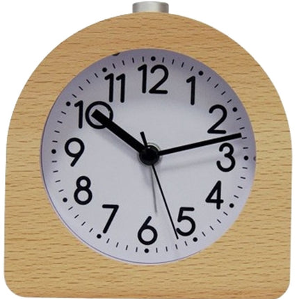 Wekker analog wooden clock with snooze function - Wekker Vintage with luminous Klok - Silent vintage wooden desk clock with no ticking sound - Light brown natural wood.